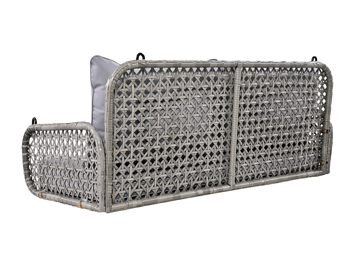 Balancelle de jardin 2 place en rotin PE avec coussins et 2 chaînes 240 cm - Gris