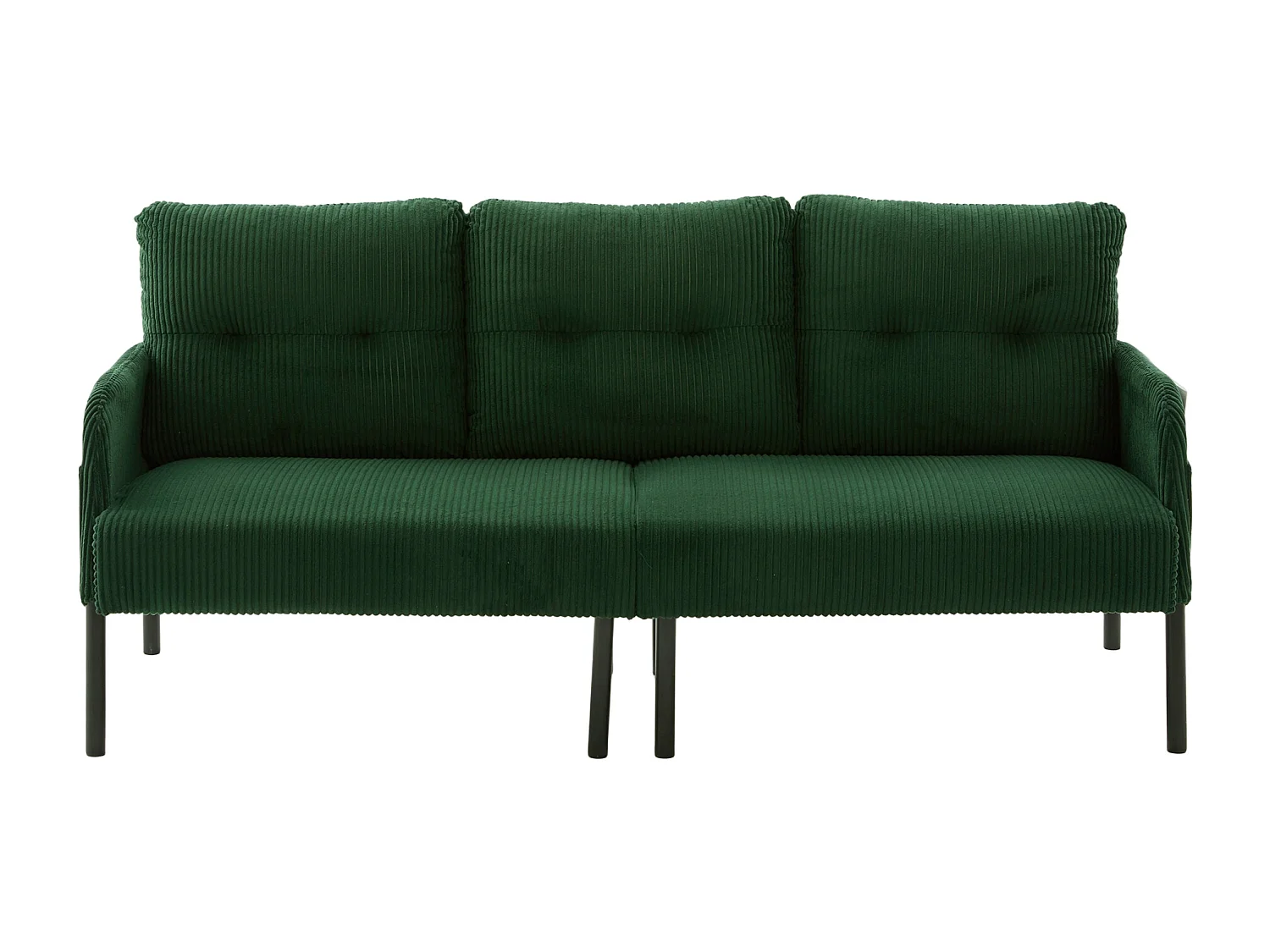 Canapé 3 places en velours côtelé vert émeraude - Pieds en métal