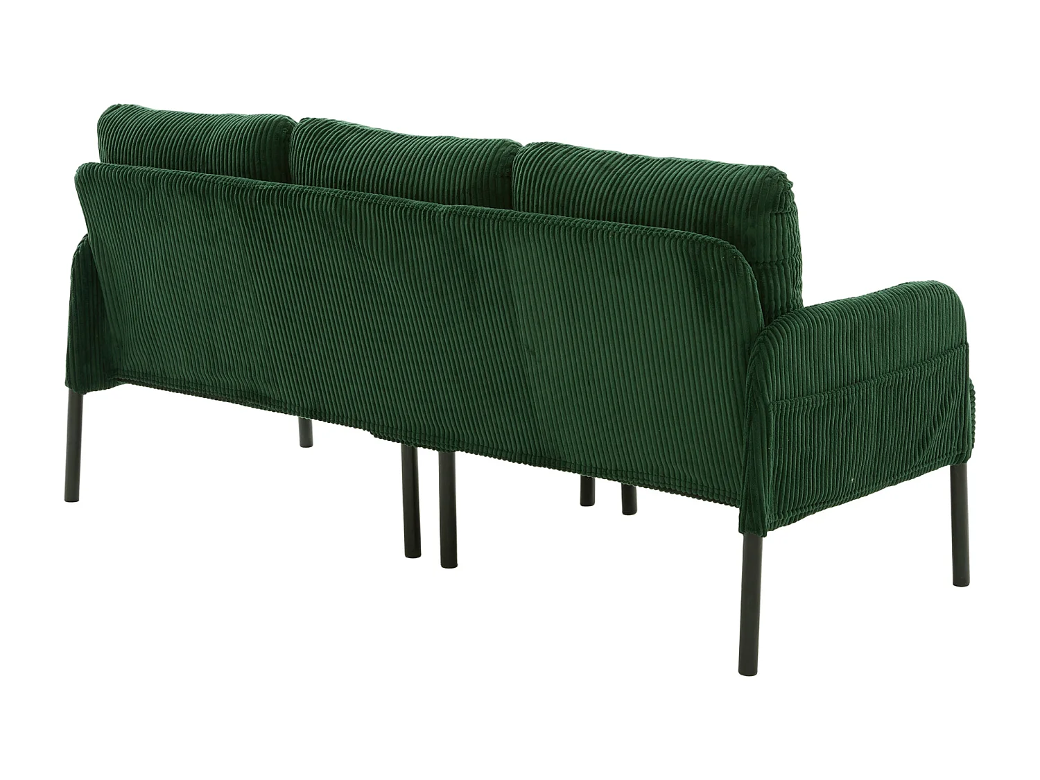 Canapé 3 places en velours côtelé vert émeraude - Pieds en métal