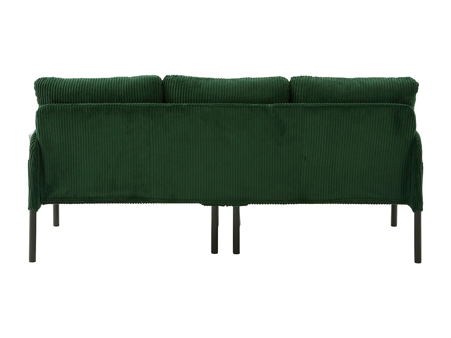 Canapé 3 places en velours côtelé vert émeraude - Pieds en métal