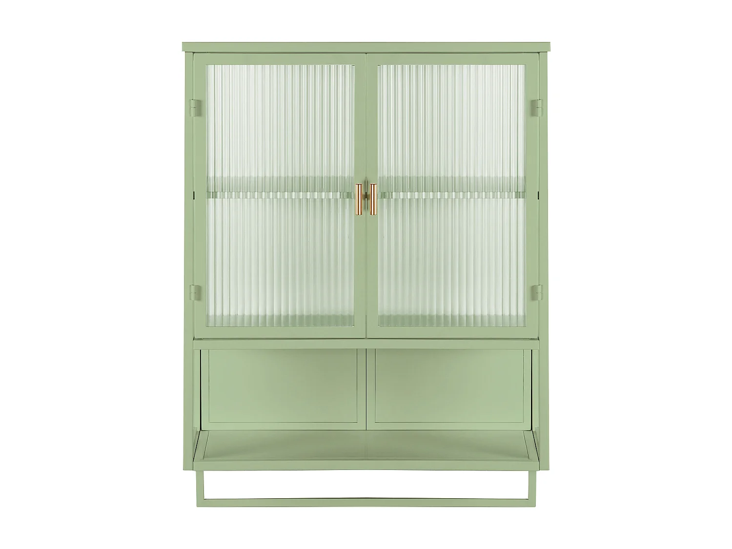 Armoire murale avec 2 portes vitrées et étagère , porte‑serviette - Blanc