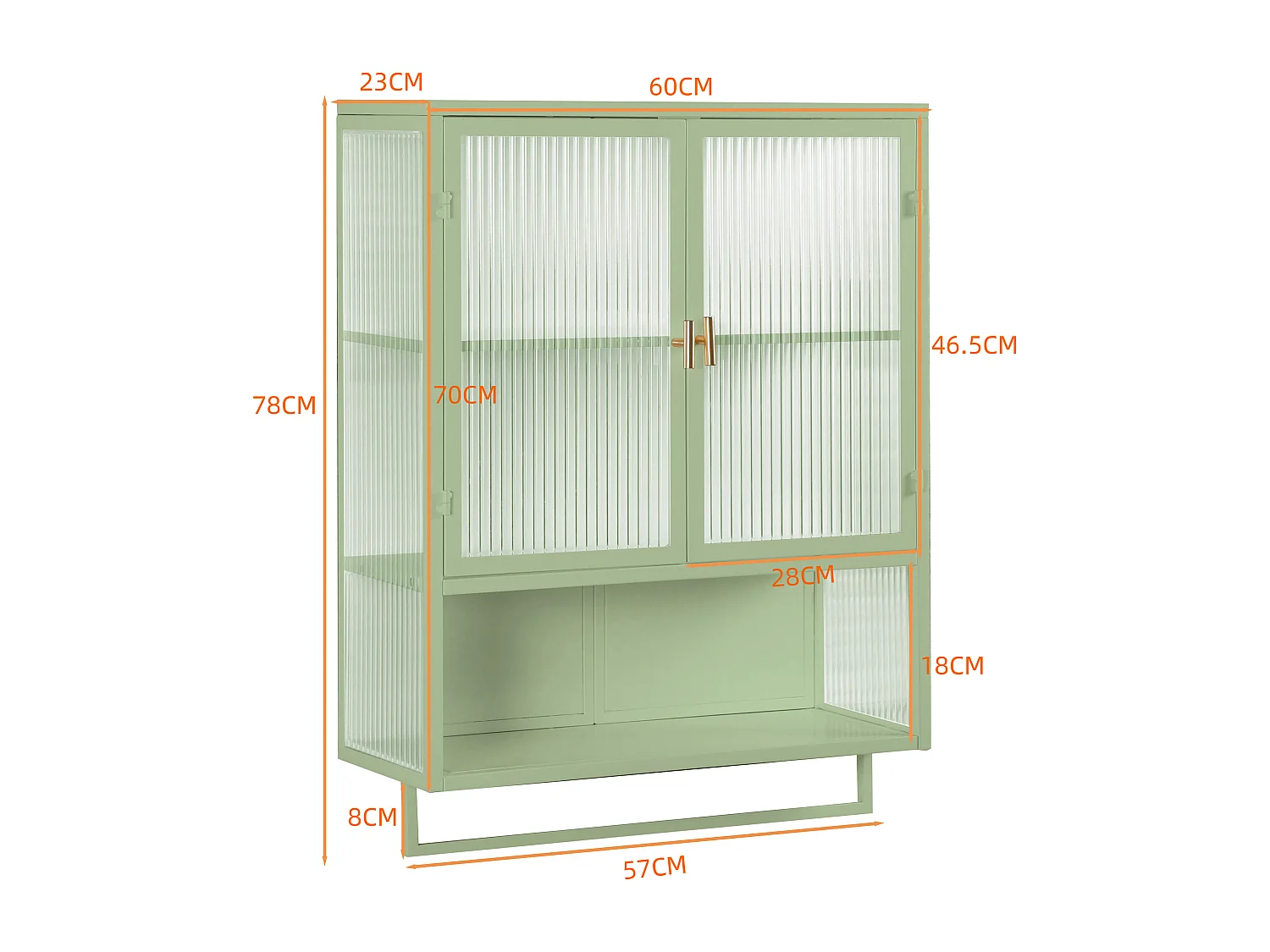 Armoire murale avec 2 portes vitrées et étagère , porte‑serviette - Blanc