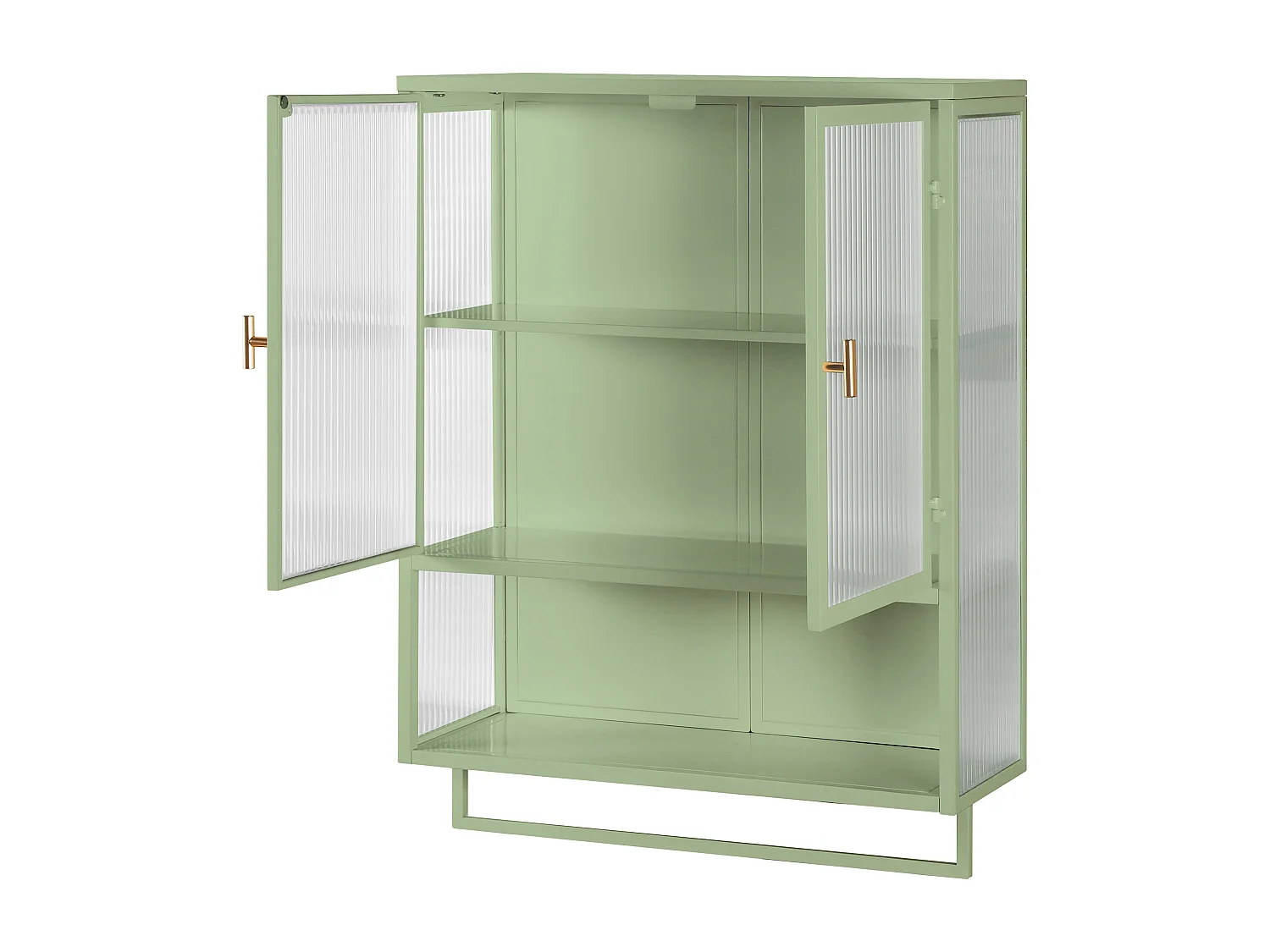 Armoire murale avec 2 portes vitrées et étagère , porte‑serviette - Blanc