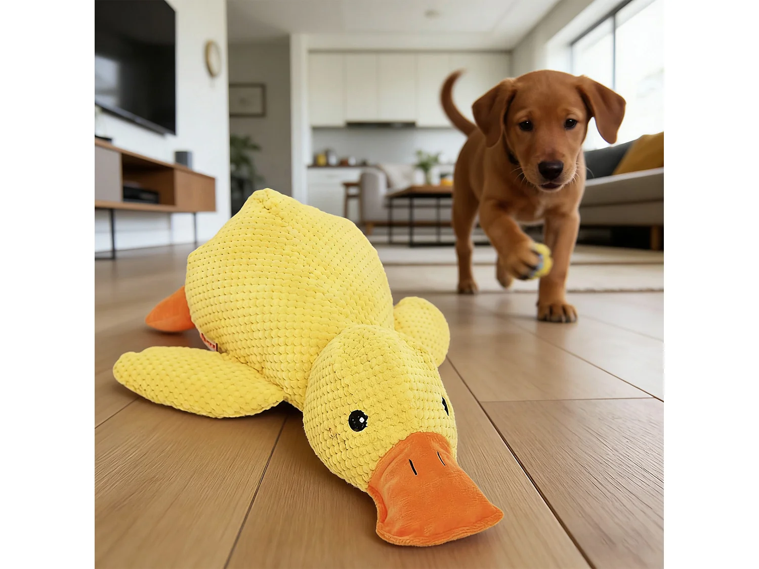 Canard en peluche jaune - jouet anti-stress pour chiot