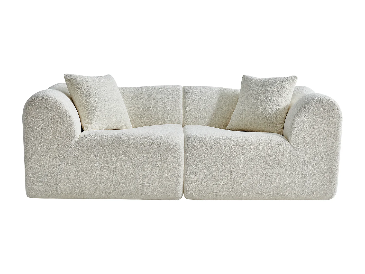 Canapé 2 places velours beige avec coussins - Pour salon, bureau ou l'appartement