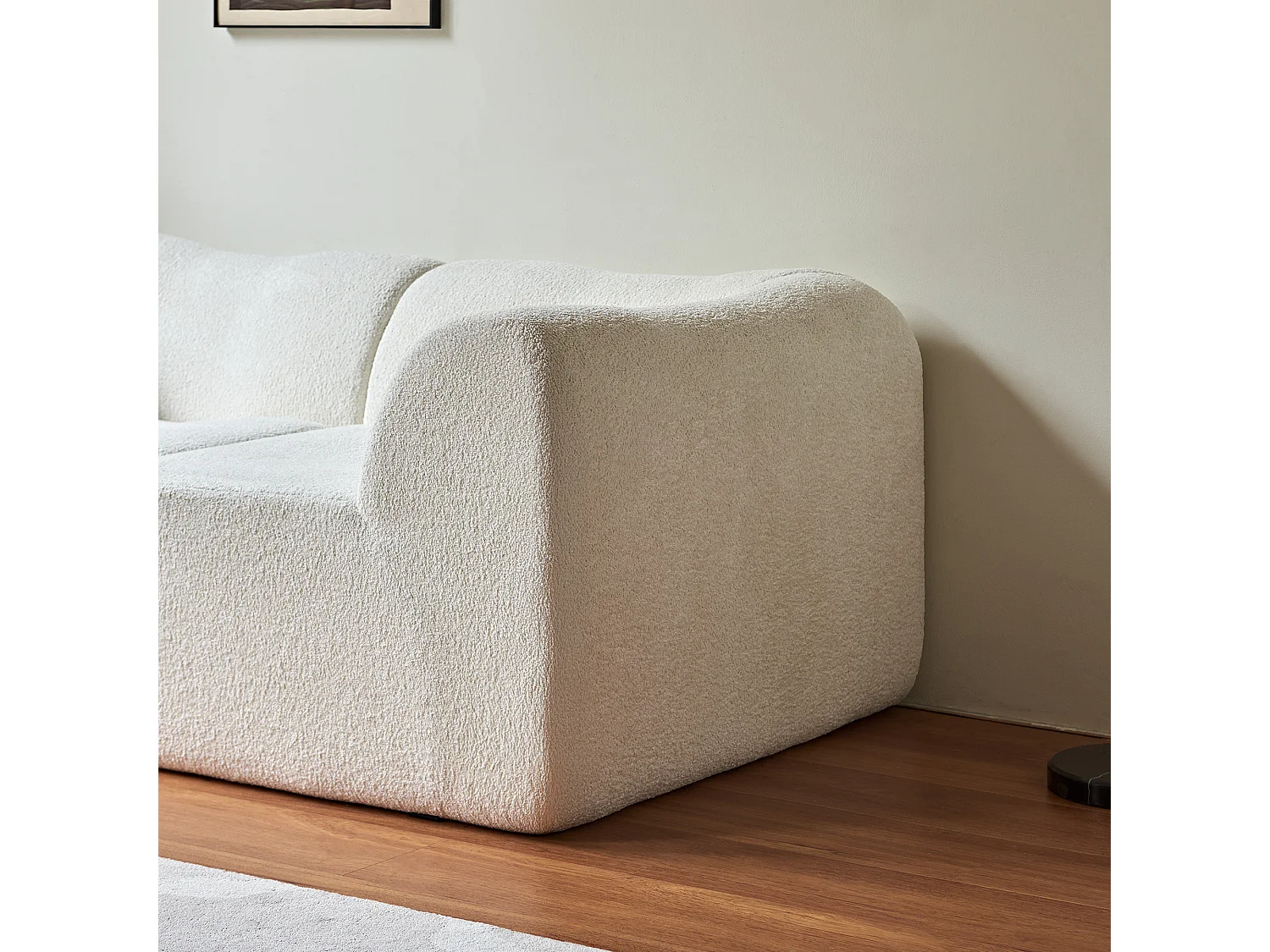 Canapé 2 places velours beige avec coussins - Pour salon, bureau ou l'appartement