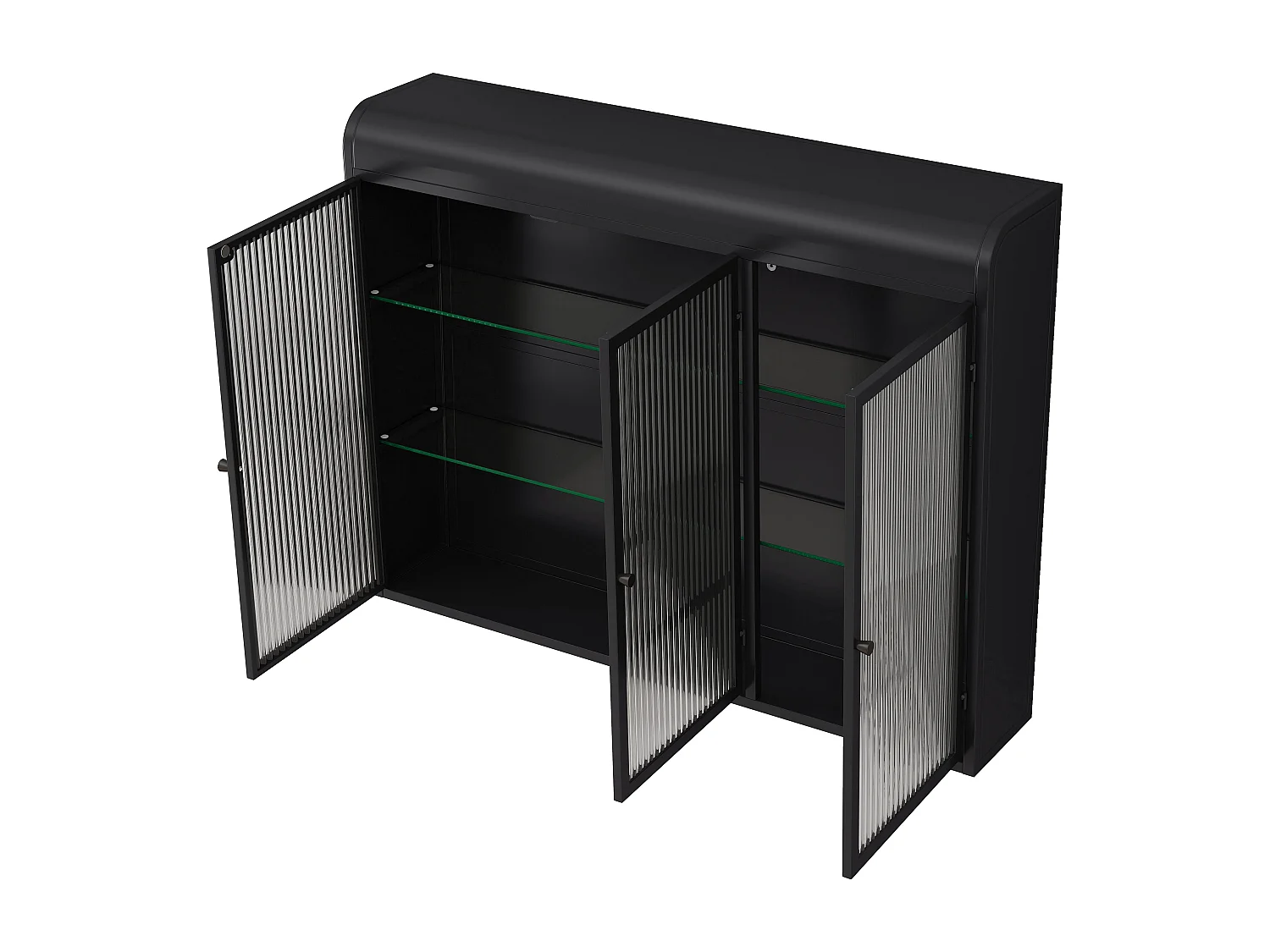 Armoire murale avec 3 portes - Métal + verre, noir