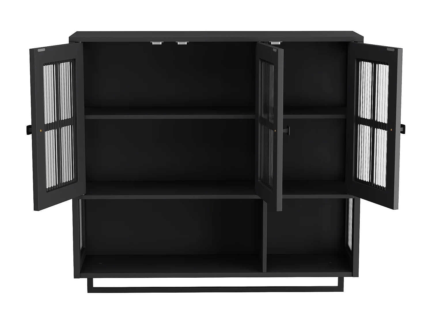 Houten wandkast met 3 deuren - Voor hal, woonkamer, badkamer, zwart