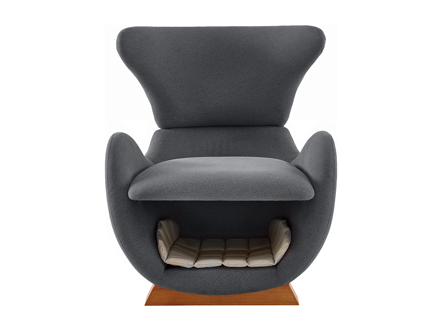 Designfauteuil in walvishaai-stijl met dierennis, grijze stof