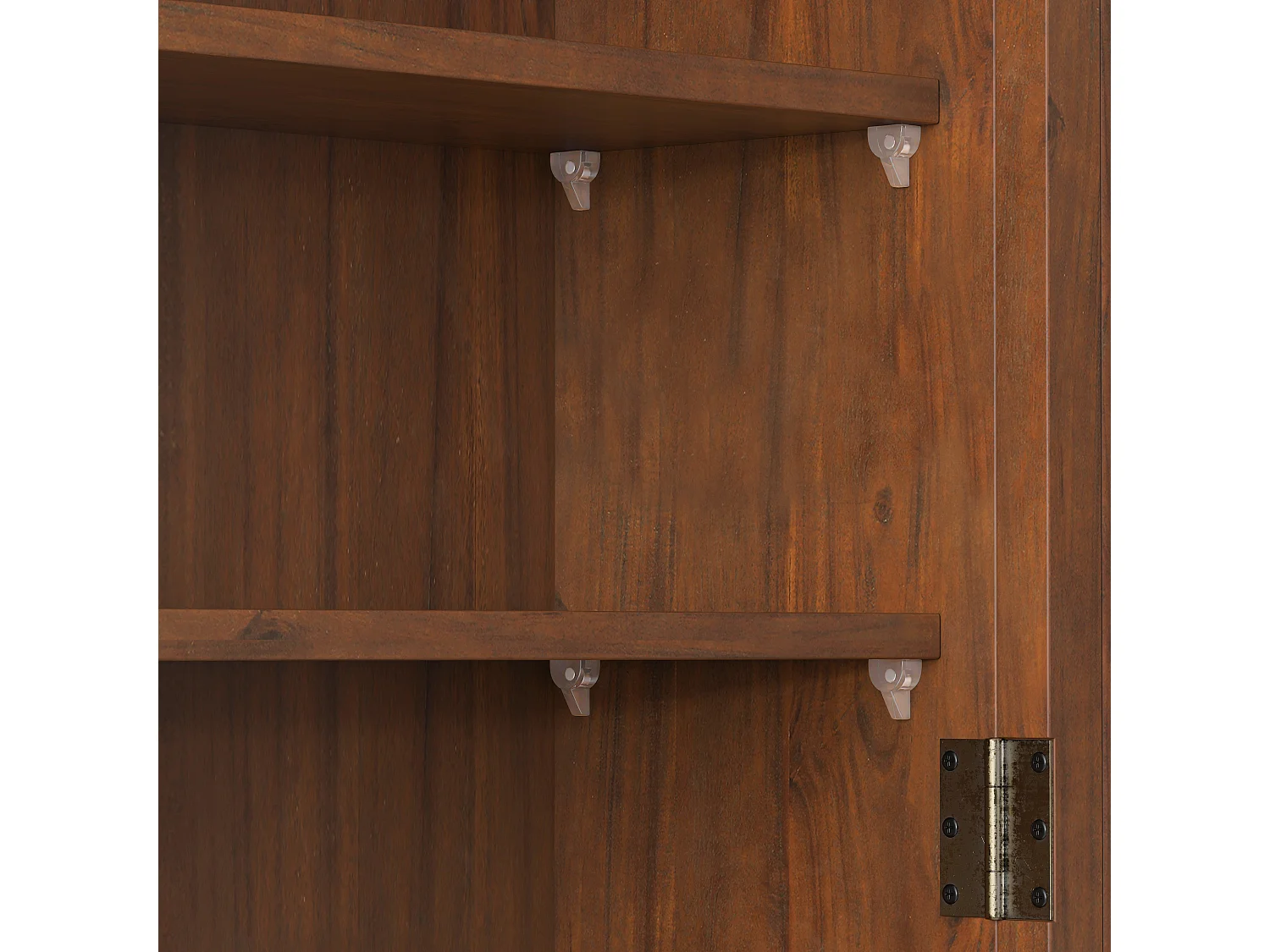 Armoire murale vintage avec 2 portes, 3 étagères - Bois + verre - Marron