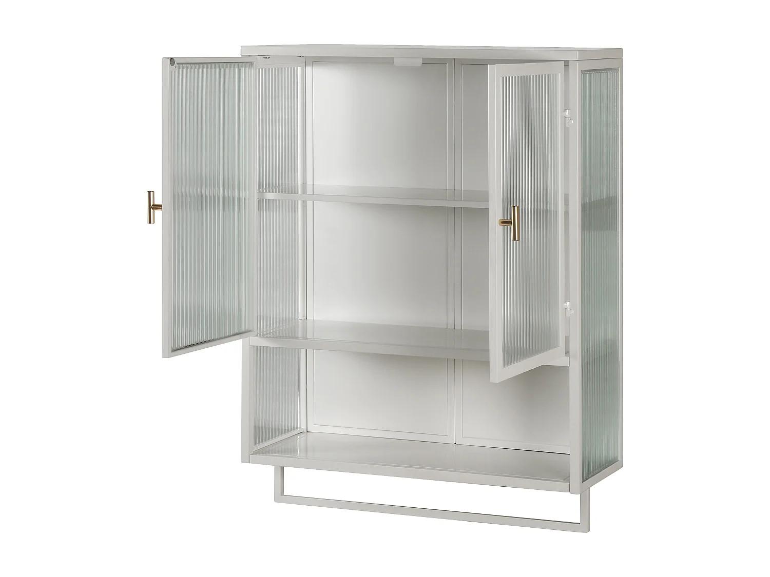 Armoire murale avec 2 portes vitrées et étagère , porte‑serviette - Blanc