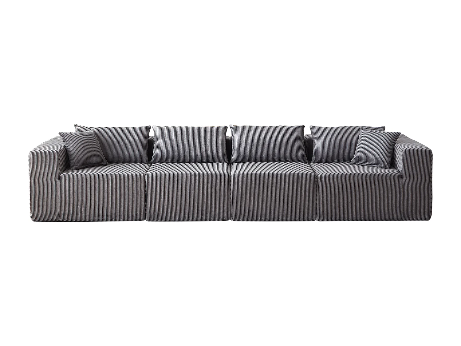 Canapé d'angle modulable 4 places en velours côtelé gris - 4 pièces
