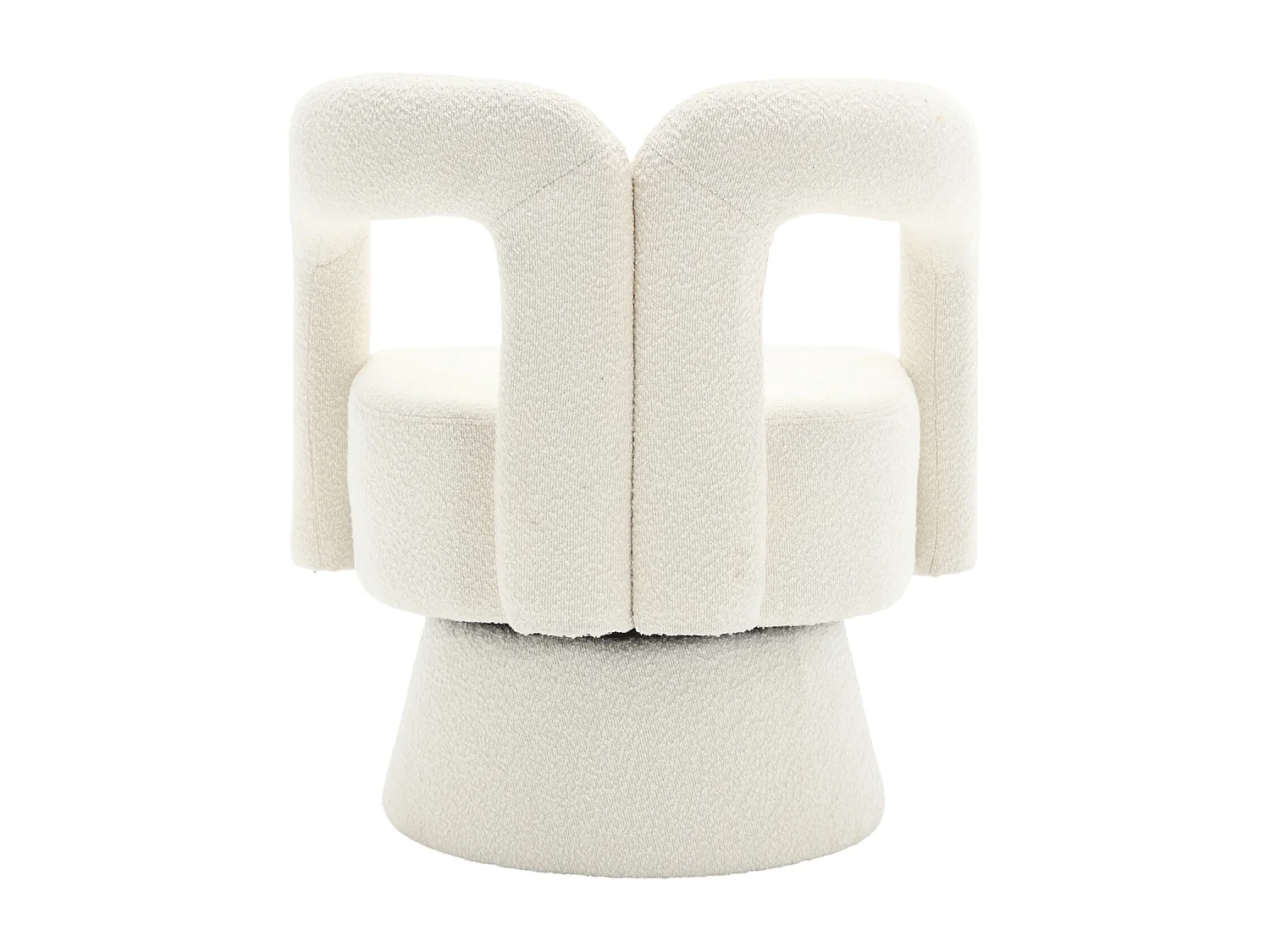 Draaibare fauteuil in tonvorm met lusvormige stof - Voor woonkamer, slaapkamer, kantoor - Beige