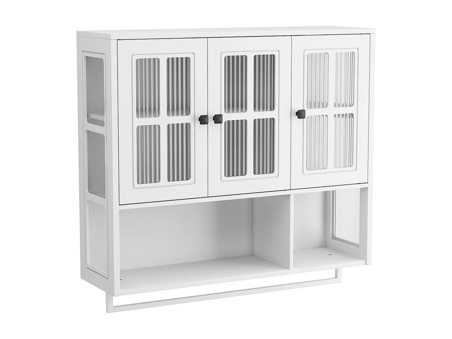 Houten wandkast met 3 deuren - Voor hal, woonkamer, badkamer, wit