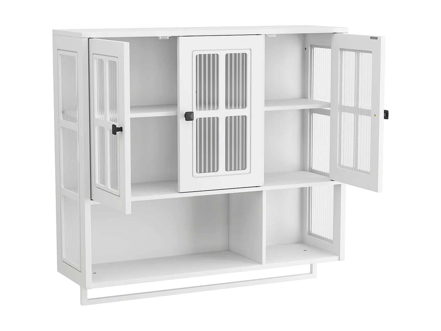 Houten wandkast met 3 deuren - Voor hal, woonkamer, badkamer, wit