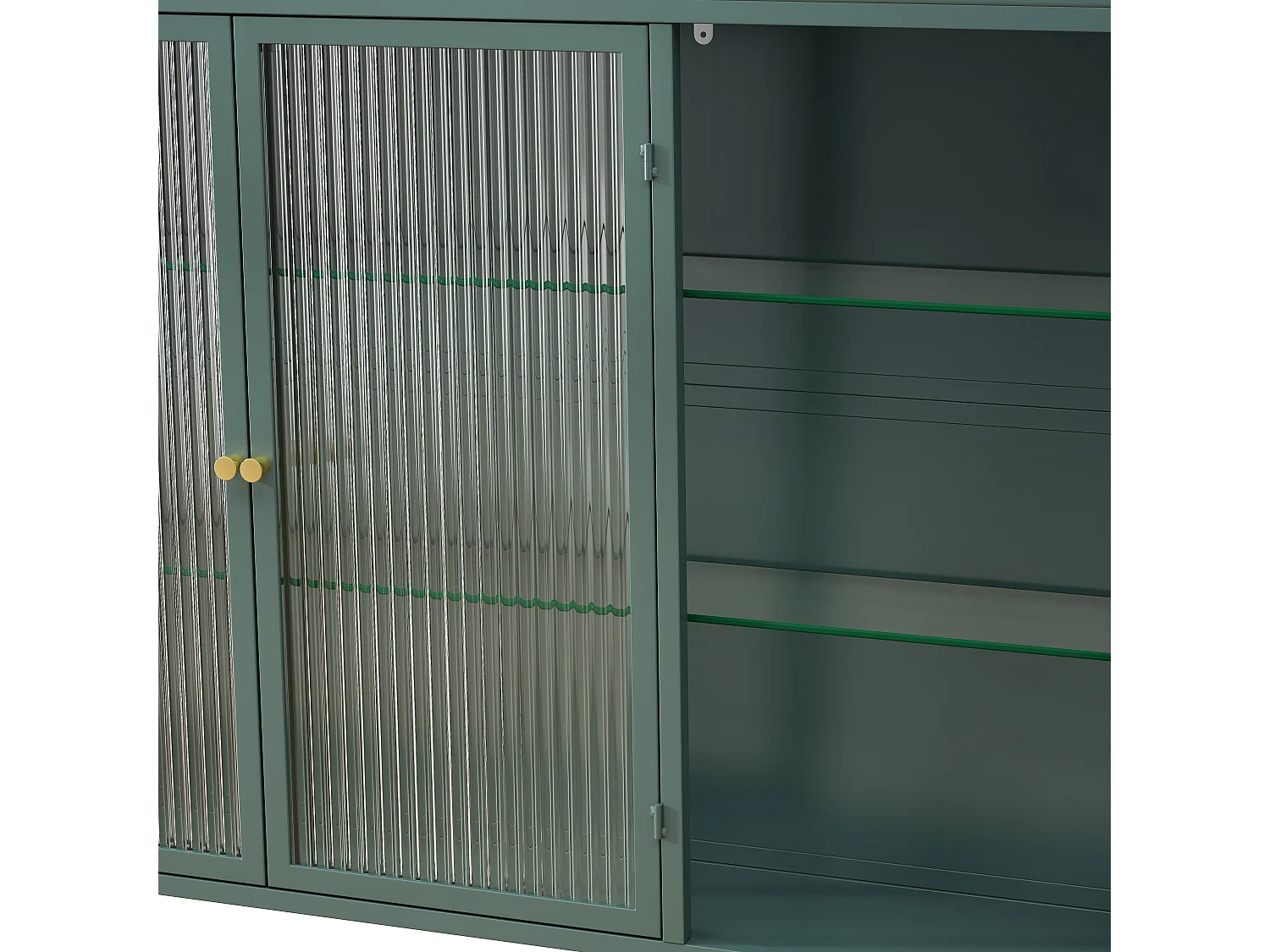 Armoire murale avec 3 portes - Métal + verre, vert foncé