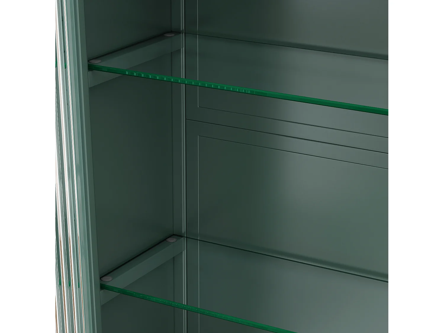 Armoire murale avec 3 portes - Métal + verre, vert foncé