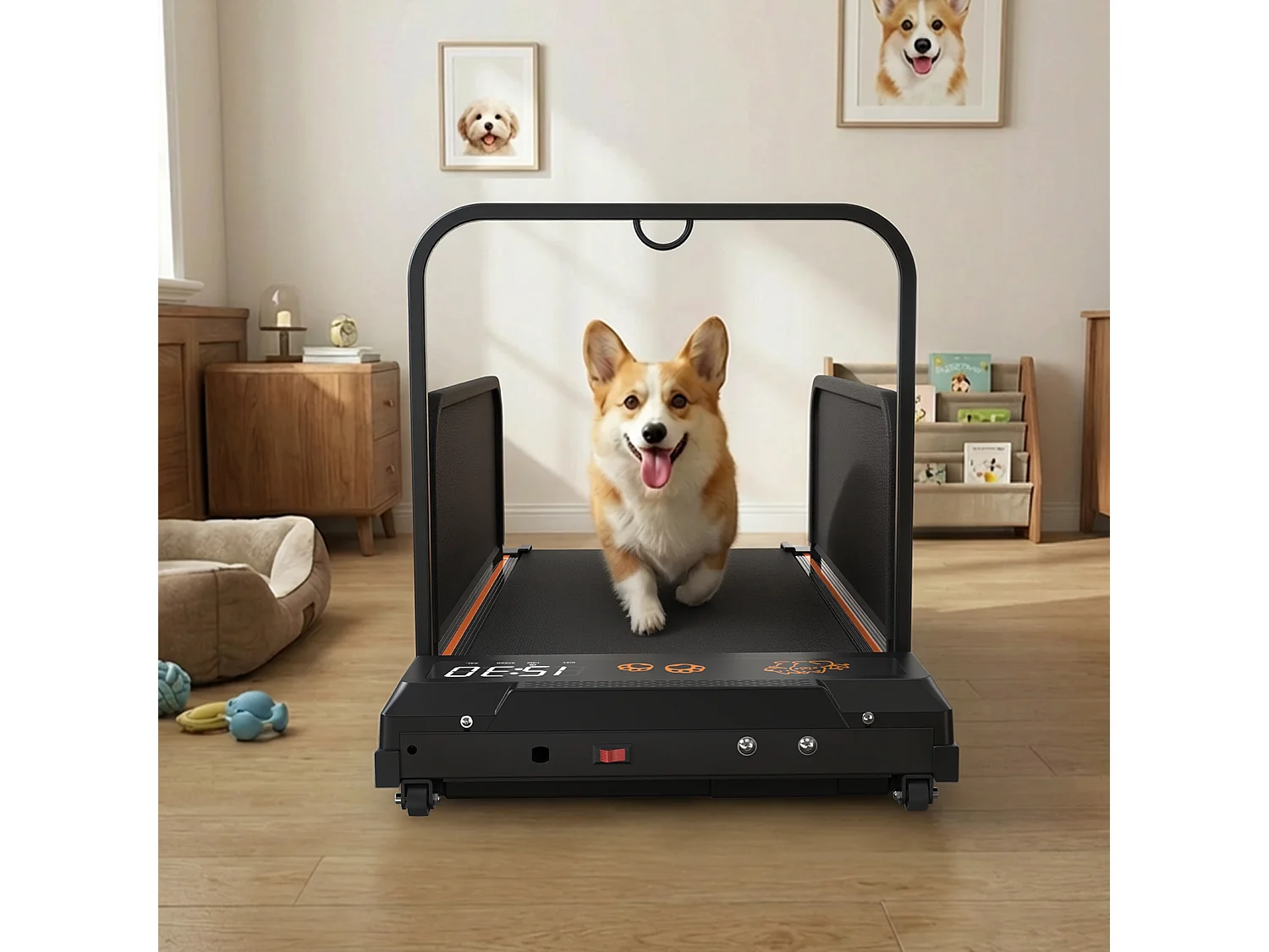 Tapis de course 2-en-1 pour chien en acier noir - Faible bruit