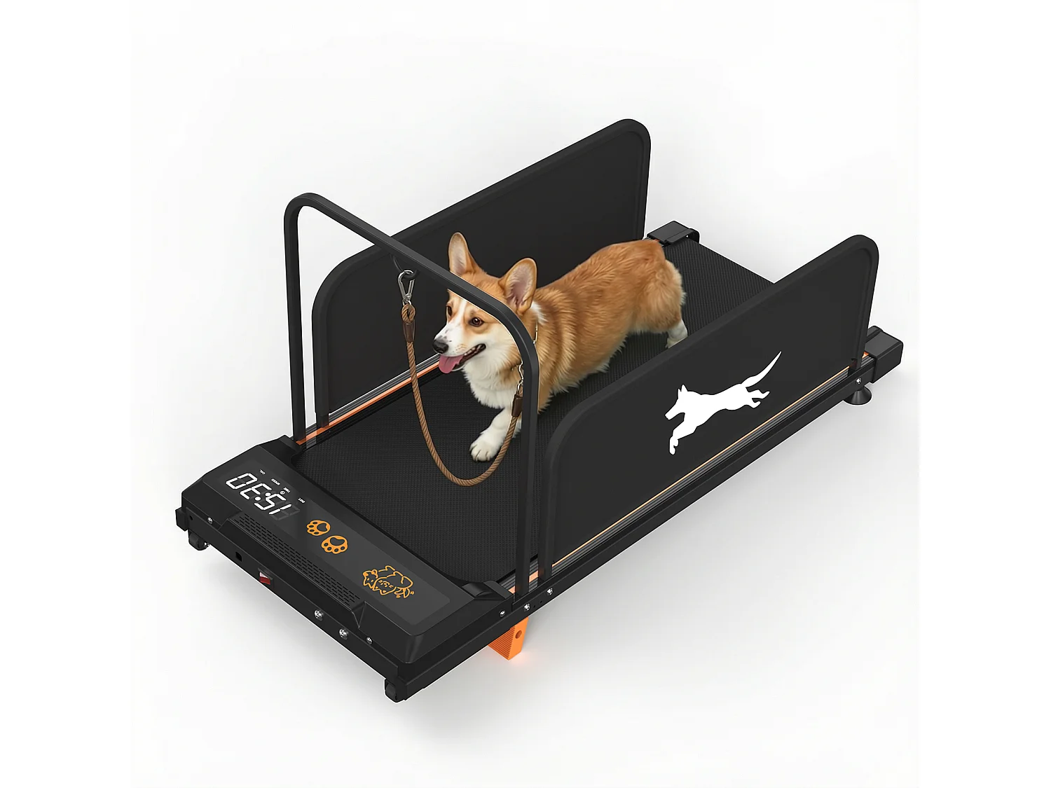 Tapis de course 2-en-1 pour chien en acier noir - Faible bruit