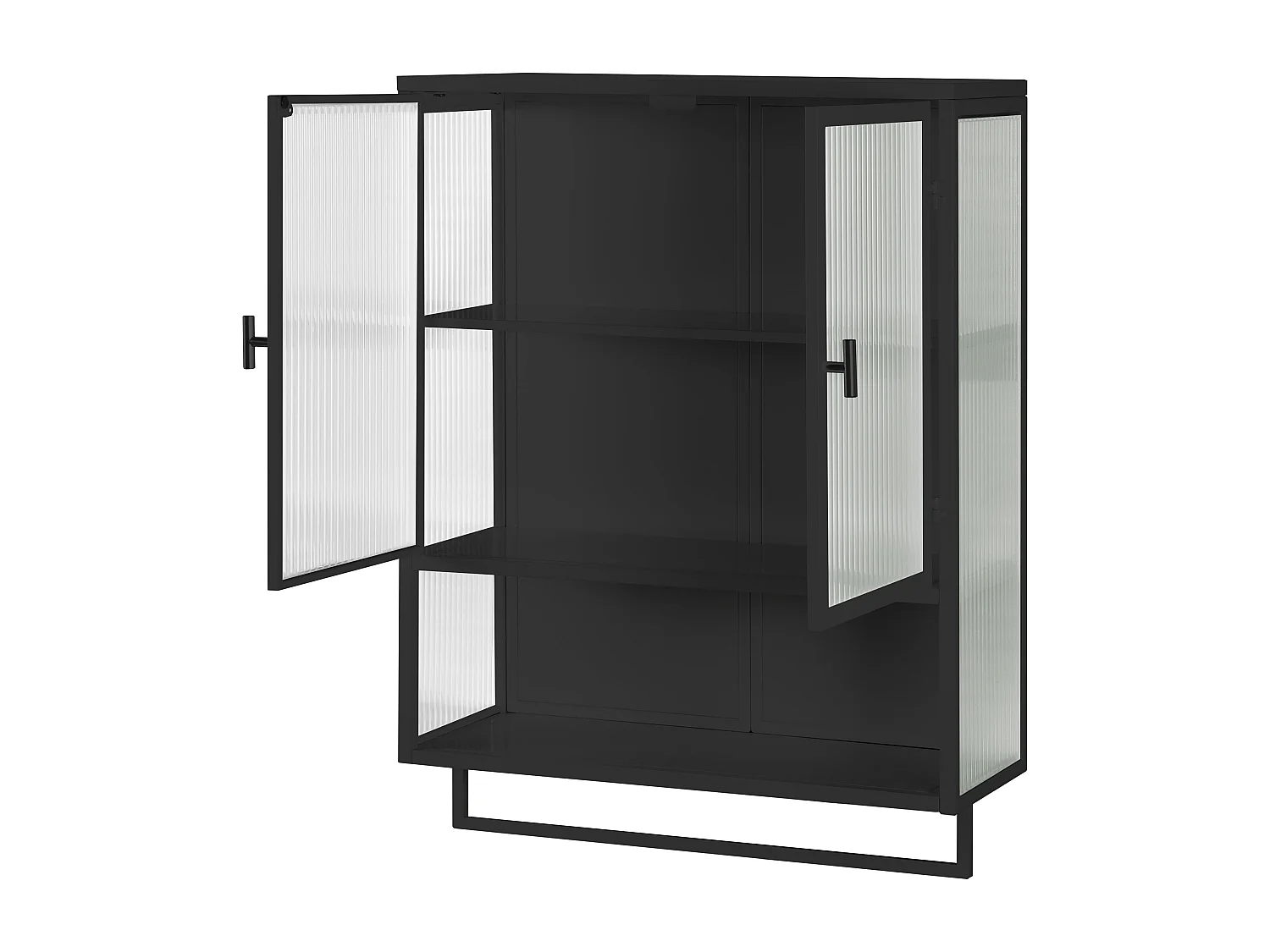 Armoire murale avec 2 portes vitrées et étagère , porte‑serviette - Noir