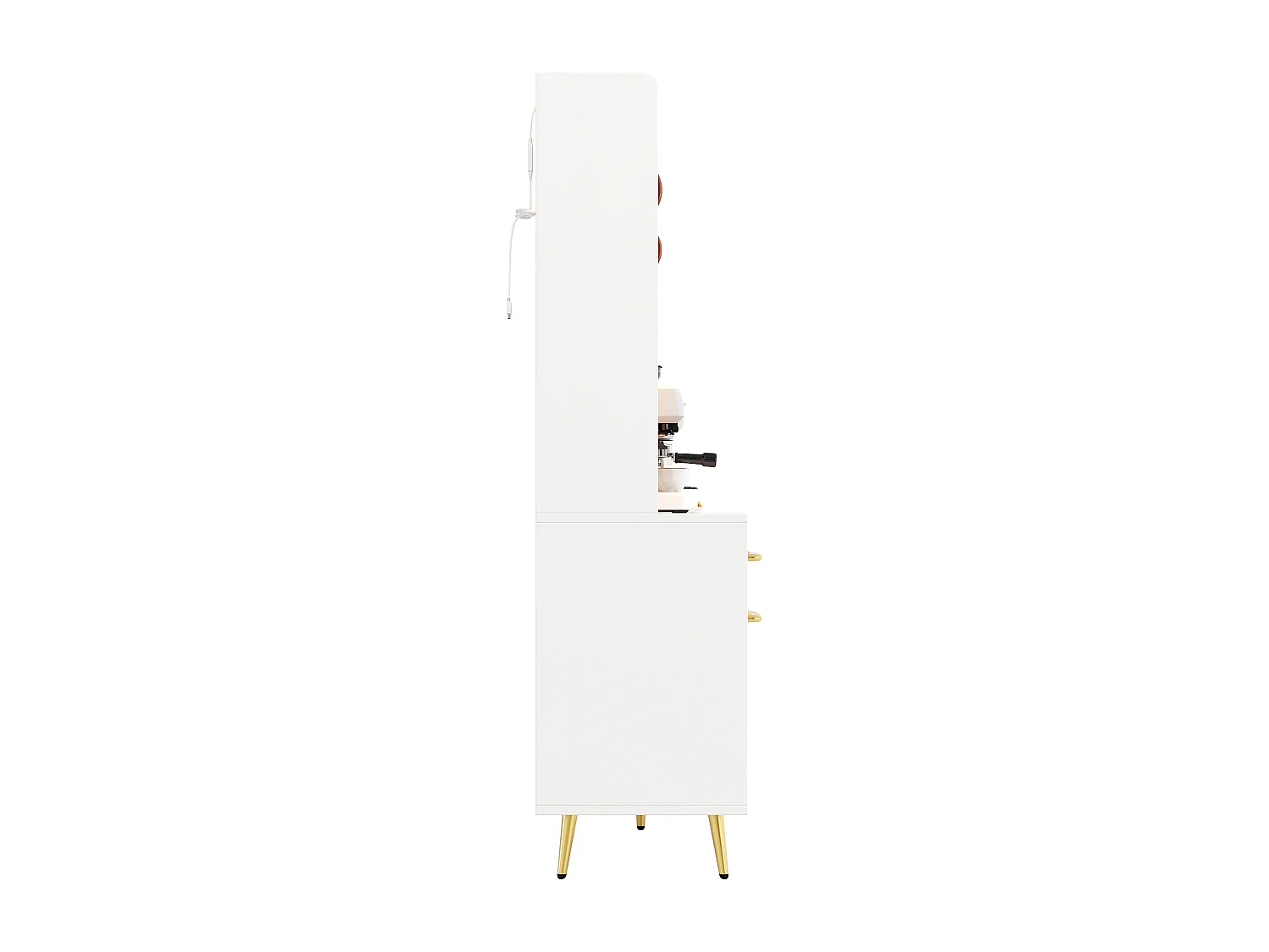 Buffet de cuisine avec LED, 3 tiroirs et portes verres coulissantes - Blanc 145 x 39 x171 cm