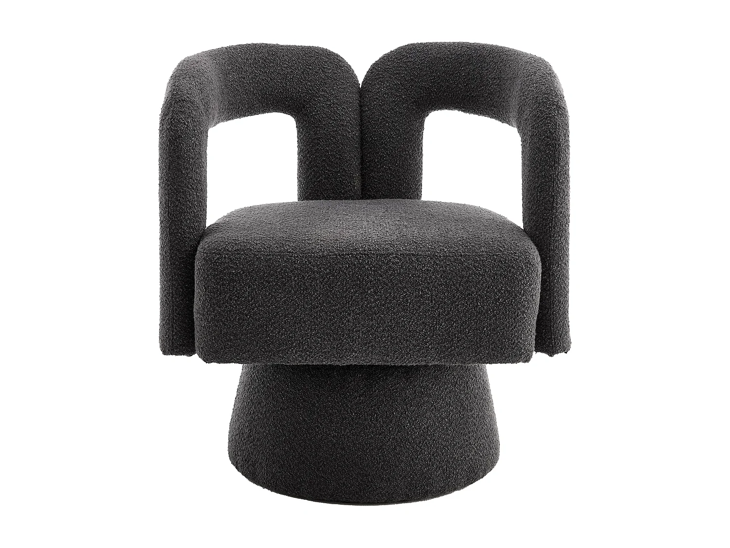 Tonvormige draaibare fauteuil met lusvormige stoffen bekleding - Voor woonkamer, slaapkamer, kantoor - Donkergrijs