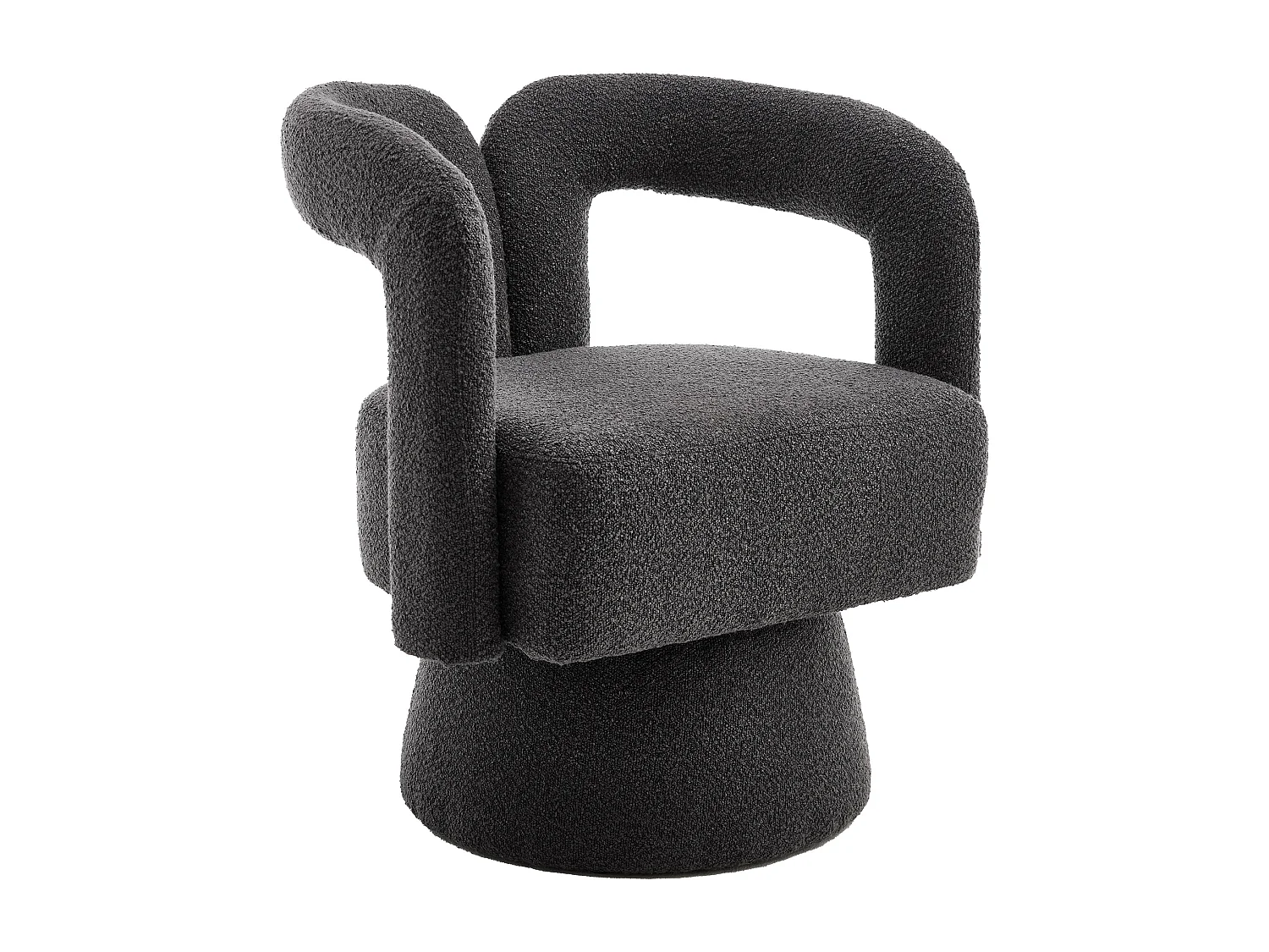 Tonvormige draaibare fauteuil met lusvormige stoffen bekleding - Voor woonkamer, slaapkamer, kantoor - Donkergrijs