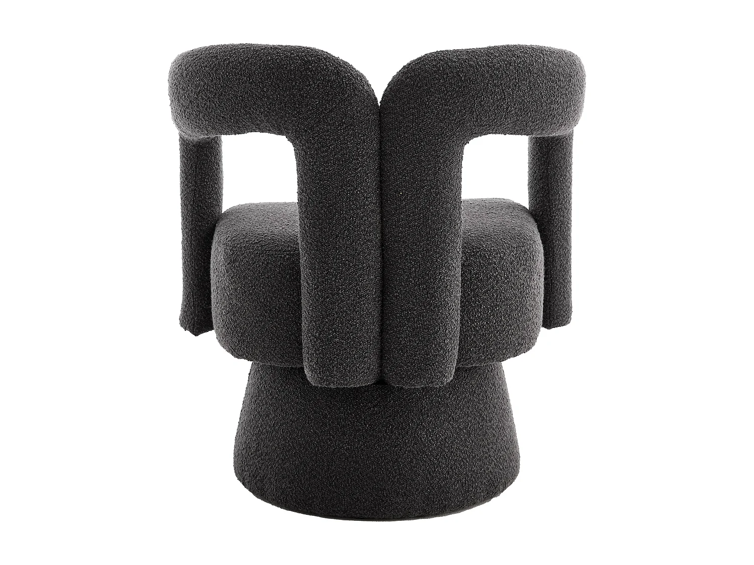 Tonvormige draaibare fauteuil met lusvormige stoffen bekleding - Voor woonkamer, slaapkamer, kantoor - Donkergrijs