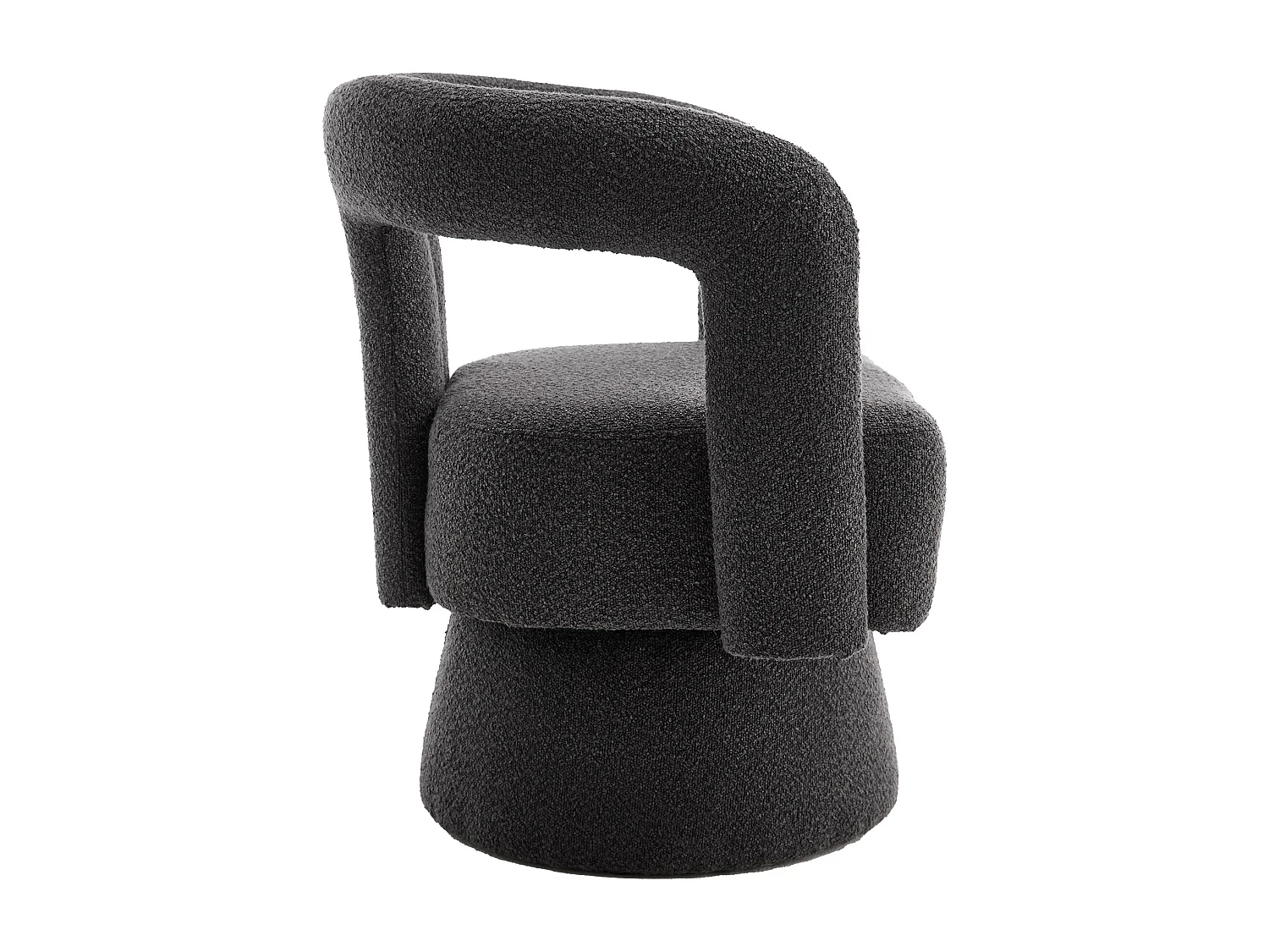 Tonvormige draaibare fauteuil met lusvormige stoffen bekleding - Voor woonkamer, slaapkamer, kantoor - Donkergrijs