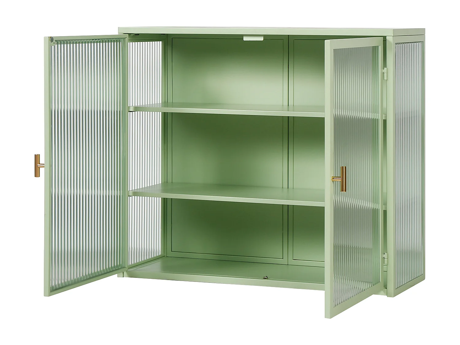 Armoire murale 70 cm avec 2 portes vitrées et 3 niveaux - Vert