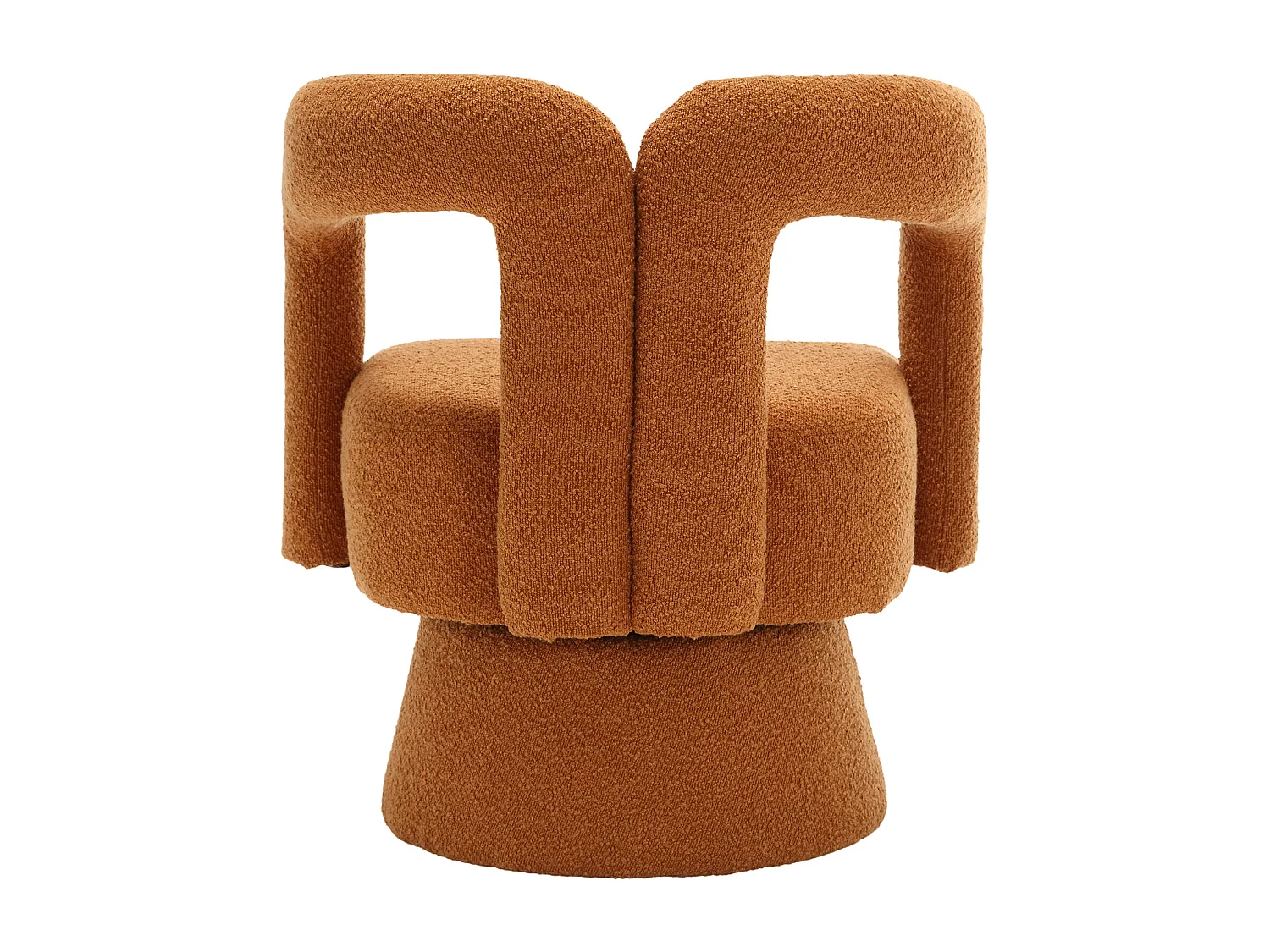 Fauteuil pivotant Tissu bouclé en forme de tonneau - Pour salon, chambre, bureau - Couleur orange