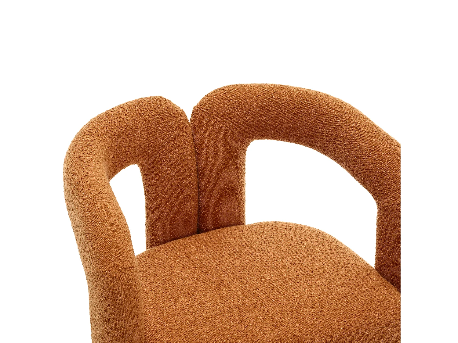 Fauteuil pivotant Tissu bouclé en forme de tonneau - Pour salon, chambre, bureau - Couleur orange