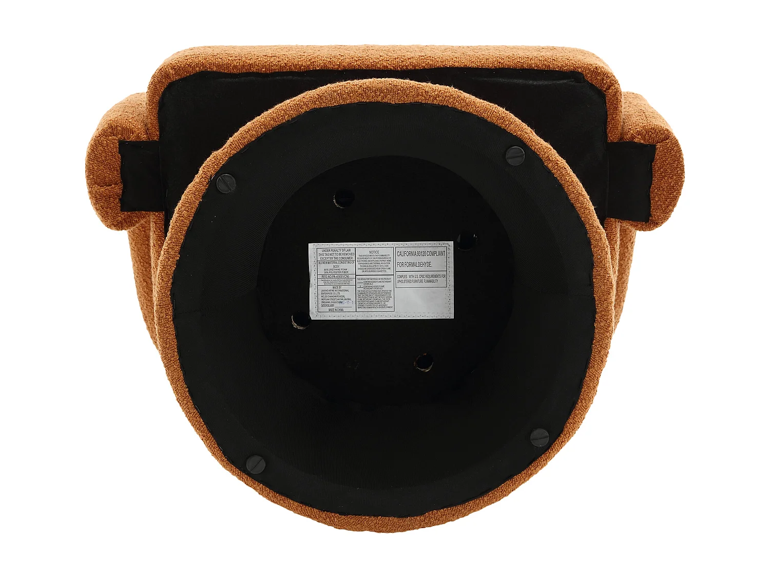 Fauteuil pivotant Tissu bouclé en forme de tonneau - Pour salon, chambre, bureau - Couleur orange