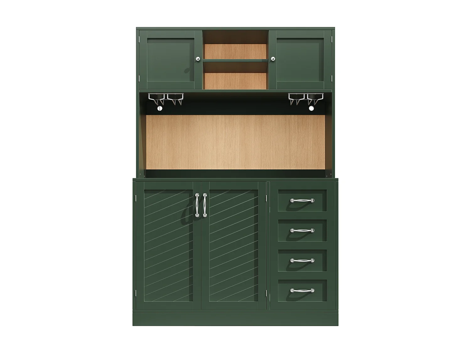 Buffet de cuisine avec LED, 4 portes et 2 tiroirs - Vert 120x40x188 cm