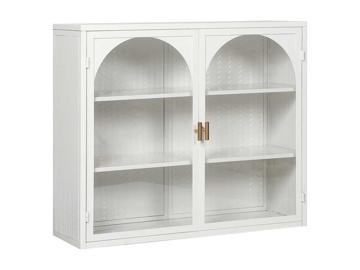 Armoire murale avec 2 portes vitrées - Motif tissé , blanc