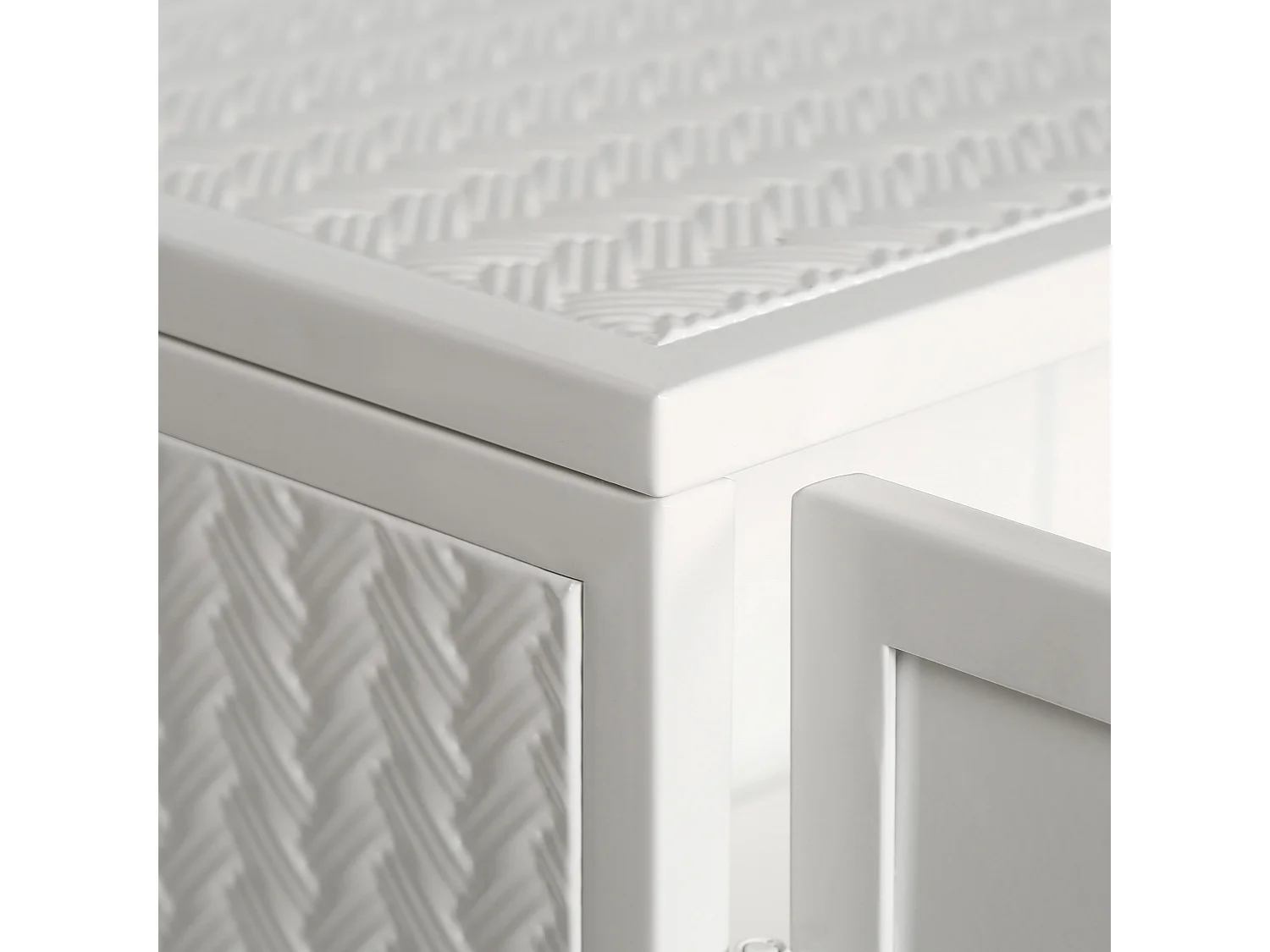 Armoire murale avec 2 portes vitrées - Motif tissé , blanc