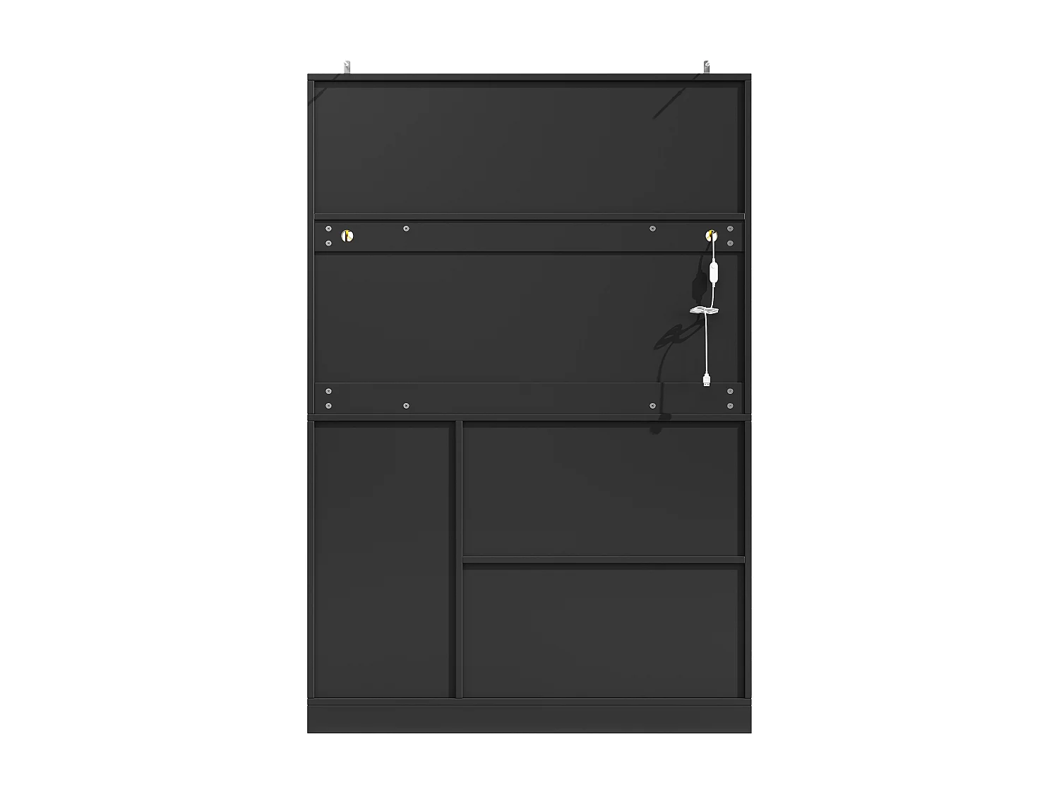 Buffet de cuisine 120 x 40 x 188 cm avec 4 portes, 3 tiroirs , LED et porte-gobelets - Noir