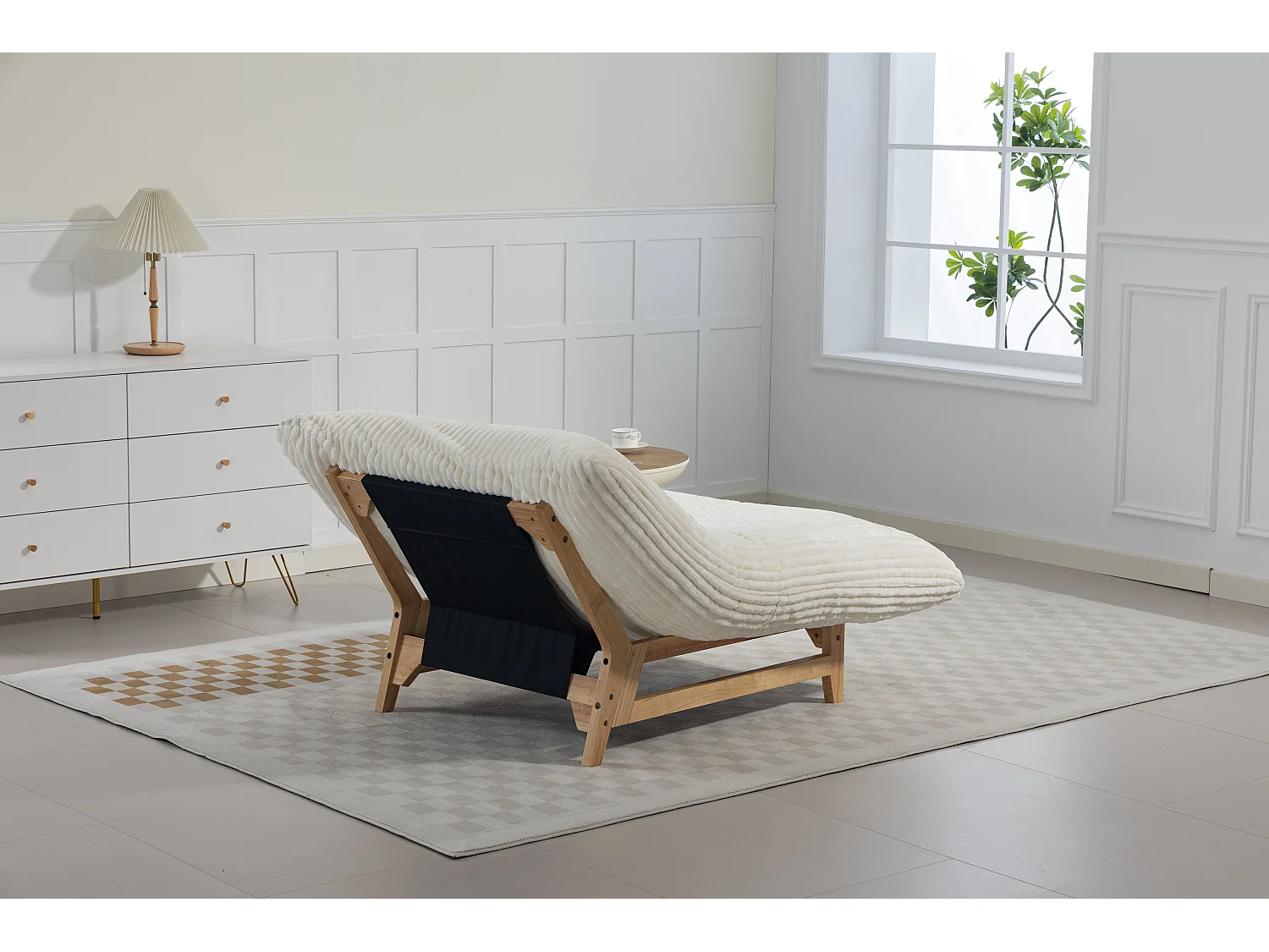 Sillón puff en tejido de pana blanca - sin reposabrazos