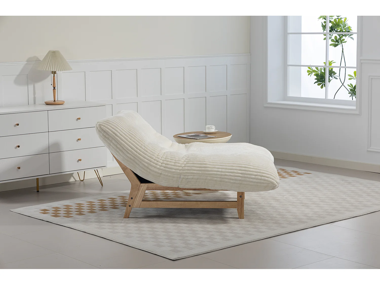 Sillón puff en tejido de pana blanca - sin reposabrazos