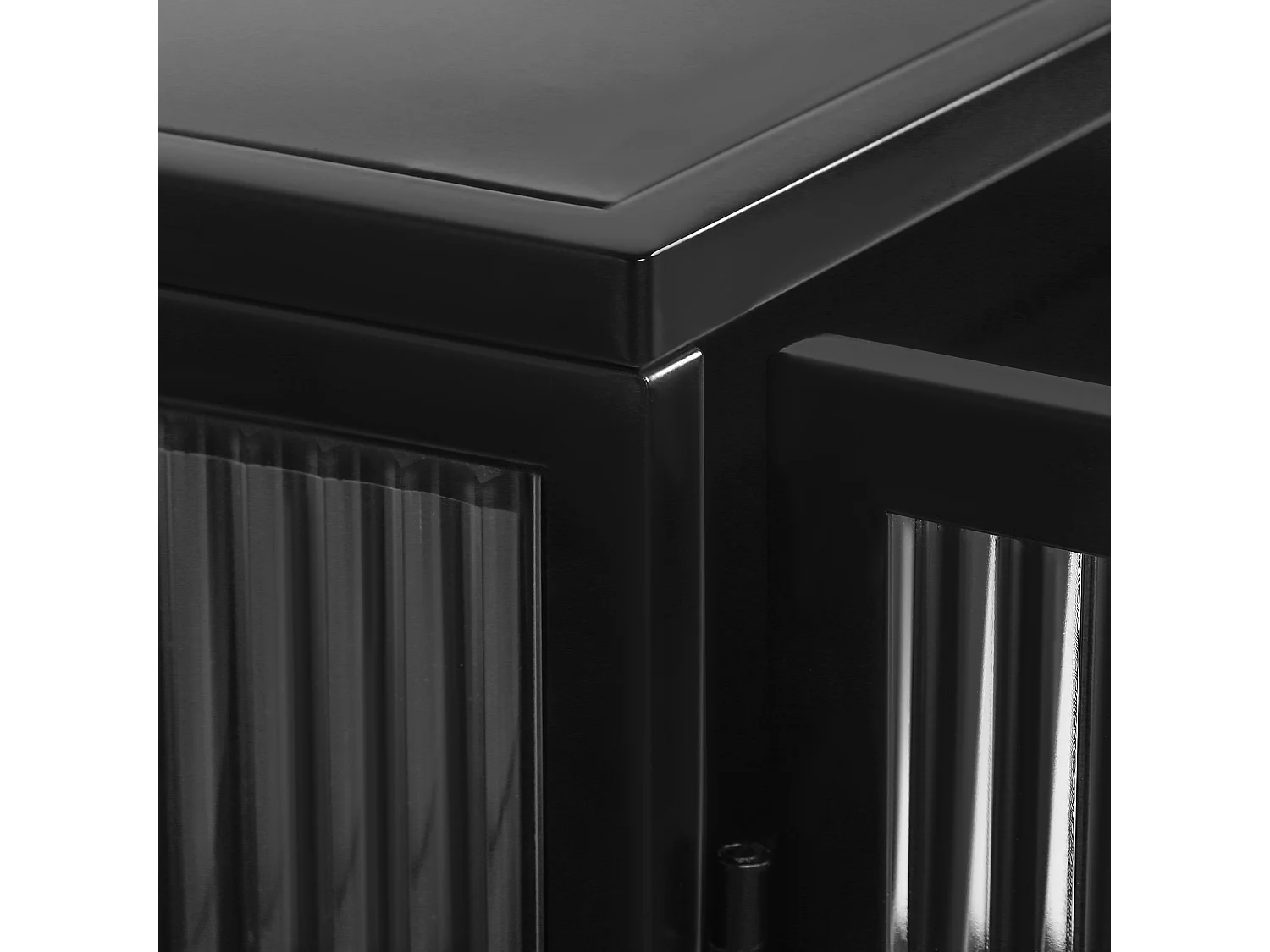 Armoire murale 70 cm avec 2 portes vitrées et 3 niveaux - Noir