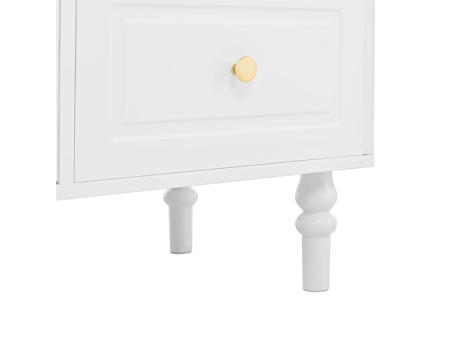 Buffet de cuisine avec 3 tiroirs, 2 portes en verre et ports USB/Type-C - Blanc