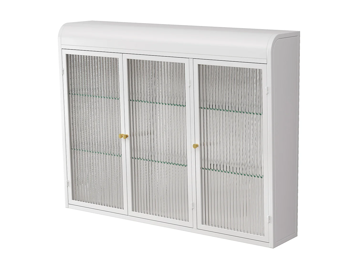 Armoire murale avec 3 portes - Métal + verre, blanc