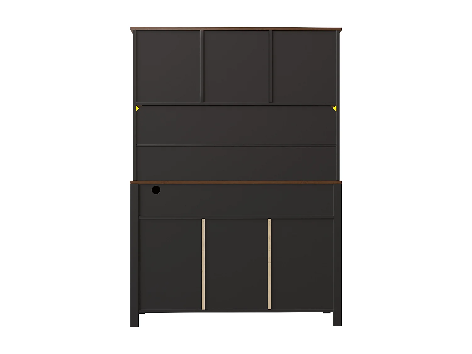 Buffet de cuisine avec LED, ports USB et prises, 4 portes et 3 tiroirs, noir