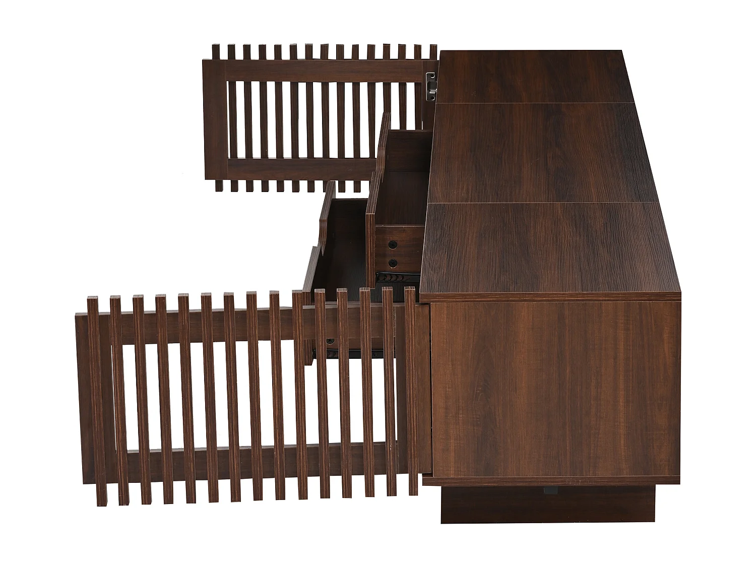 Tv-meubel 180 x 40 x 45 cm met 2 lades en 2 deuren - Donker walnootkleur