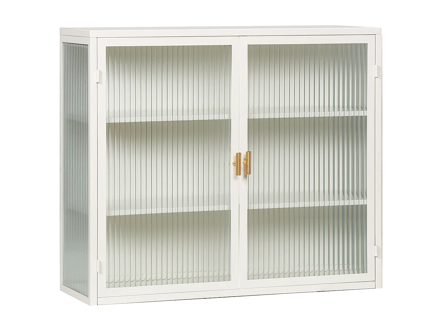 Armoire murale 70 cm avec 2 portes vitrées et 3 niveaux - Blanc