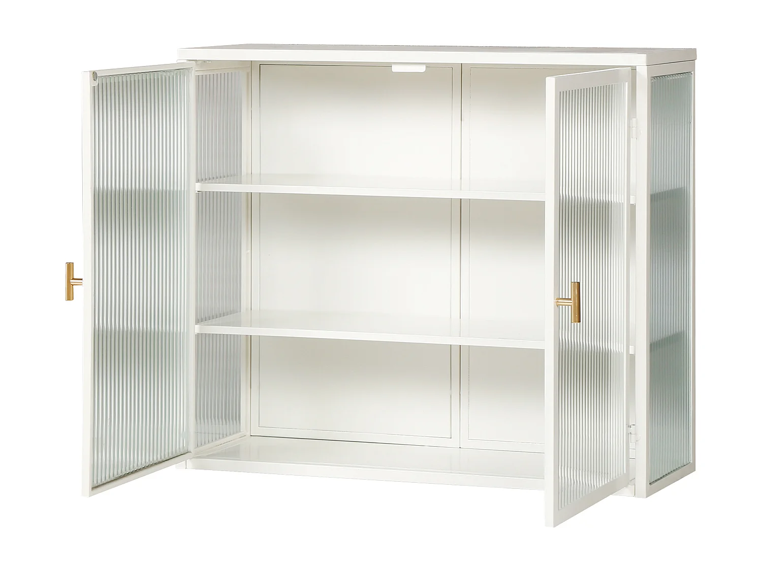 Armoire murale 70 cm avec 2 portes vitrées et 3 niveaux - Blanc