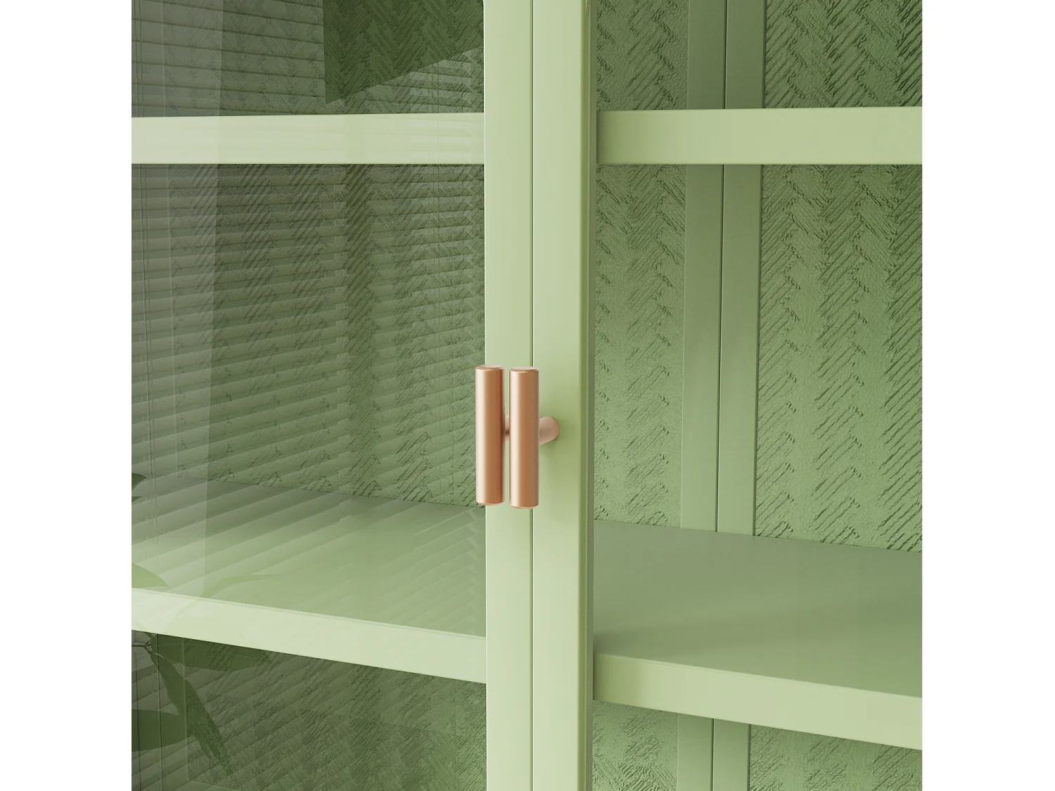 Armoire murale avec 2 portes vitrées - Motif tissé , vert