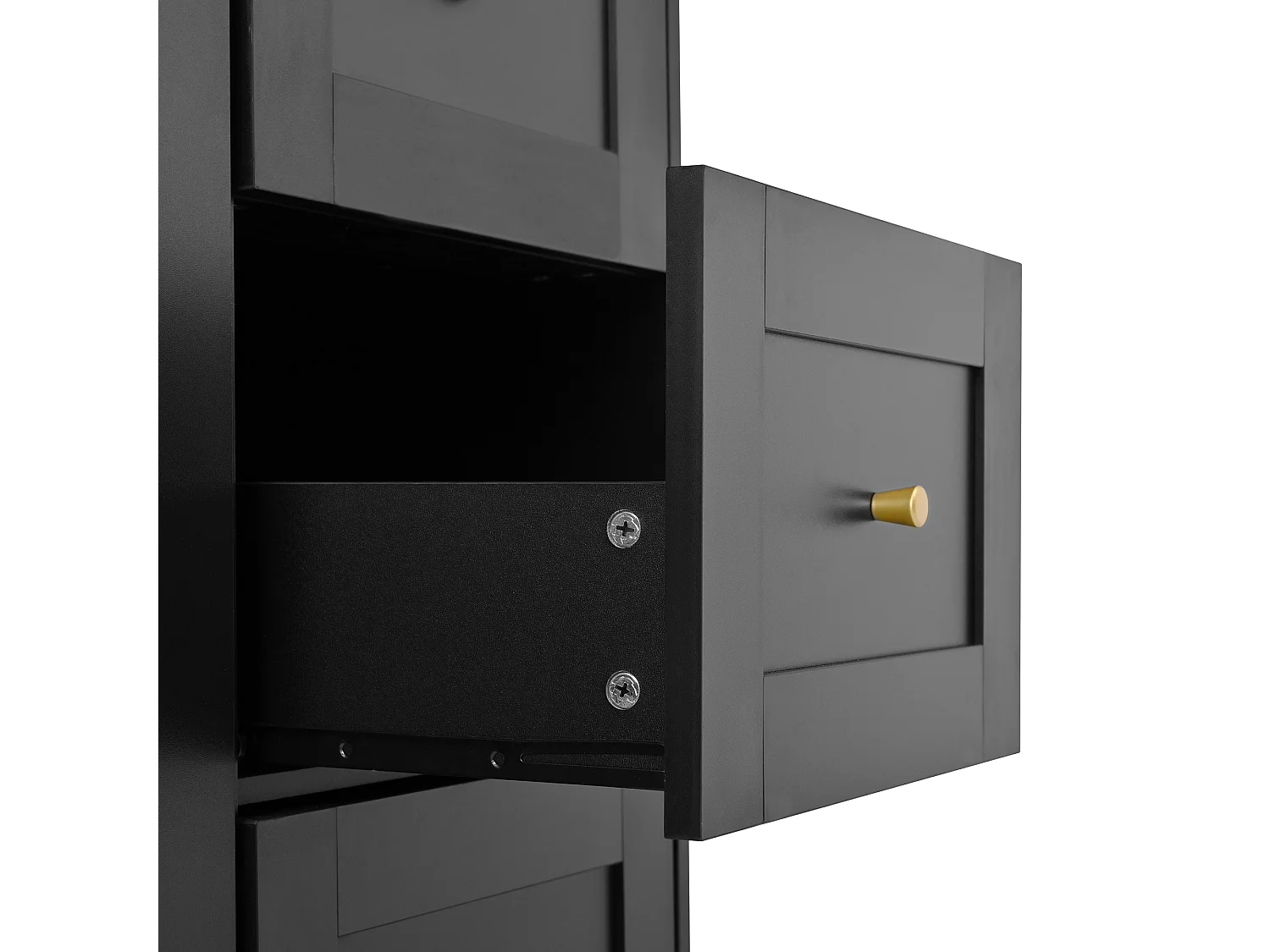 Buffet de cuisine noir avec ports de charge, 3 tiroirs, armoire et 2 portes coulissantes