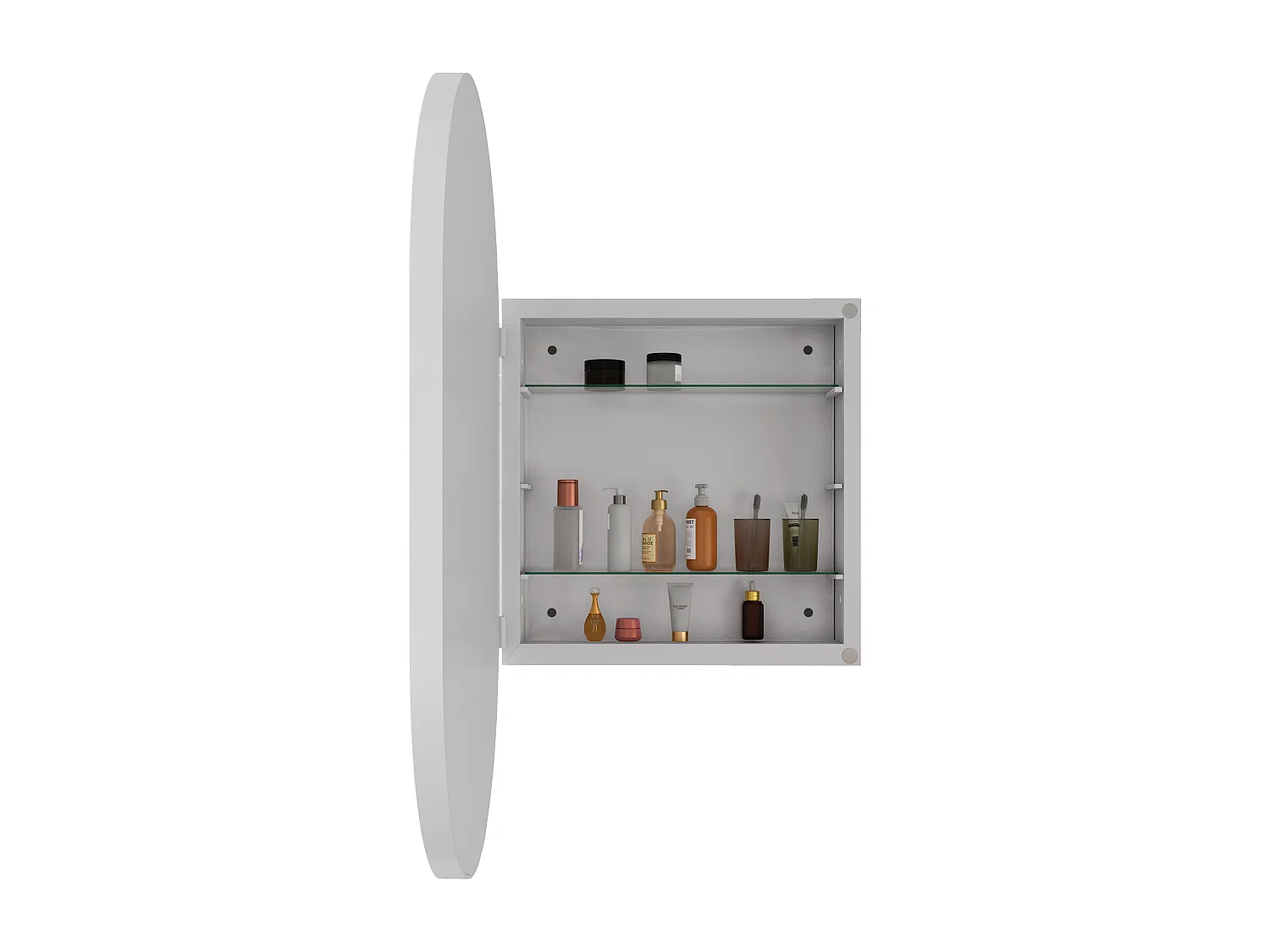 Badkamerspiegel met opbergkastje - Wit metalen frame