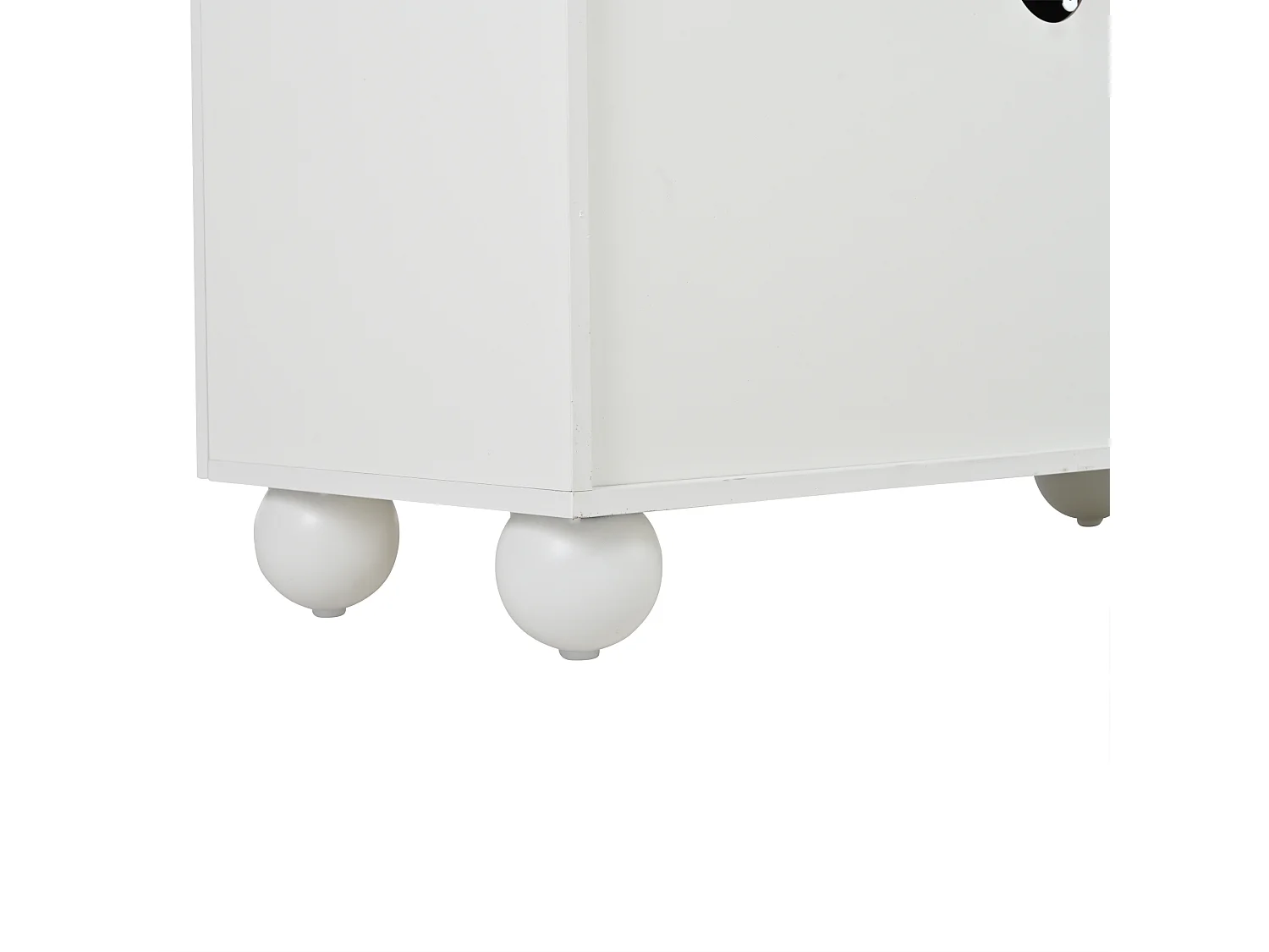 TV-meubel 180 x 40 x 45 cm met 4 deuren en metalen bolpoten - Hout en witte kleur